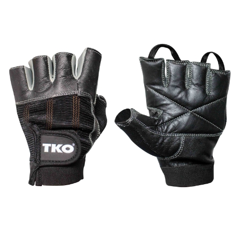 ContiMarket. guantes de cuero p/ levantar pesas negro/gris